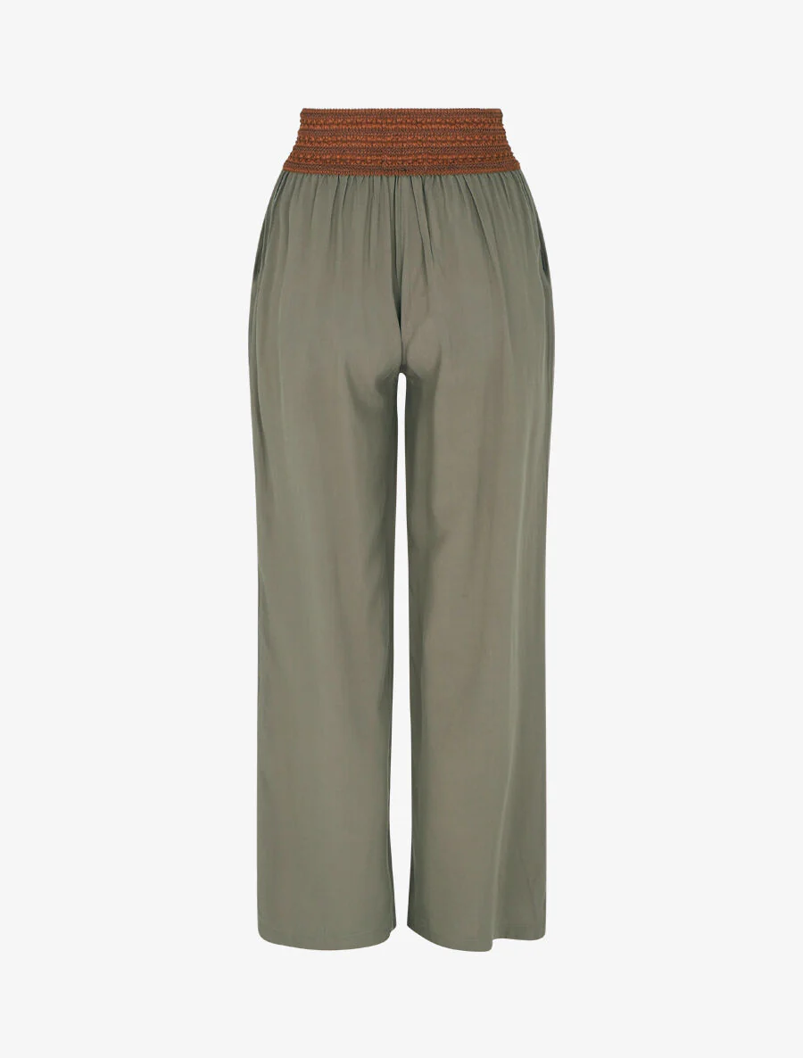 Effen broek met hoge taille. korset model - Khaki - Image 2