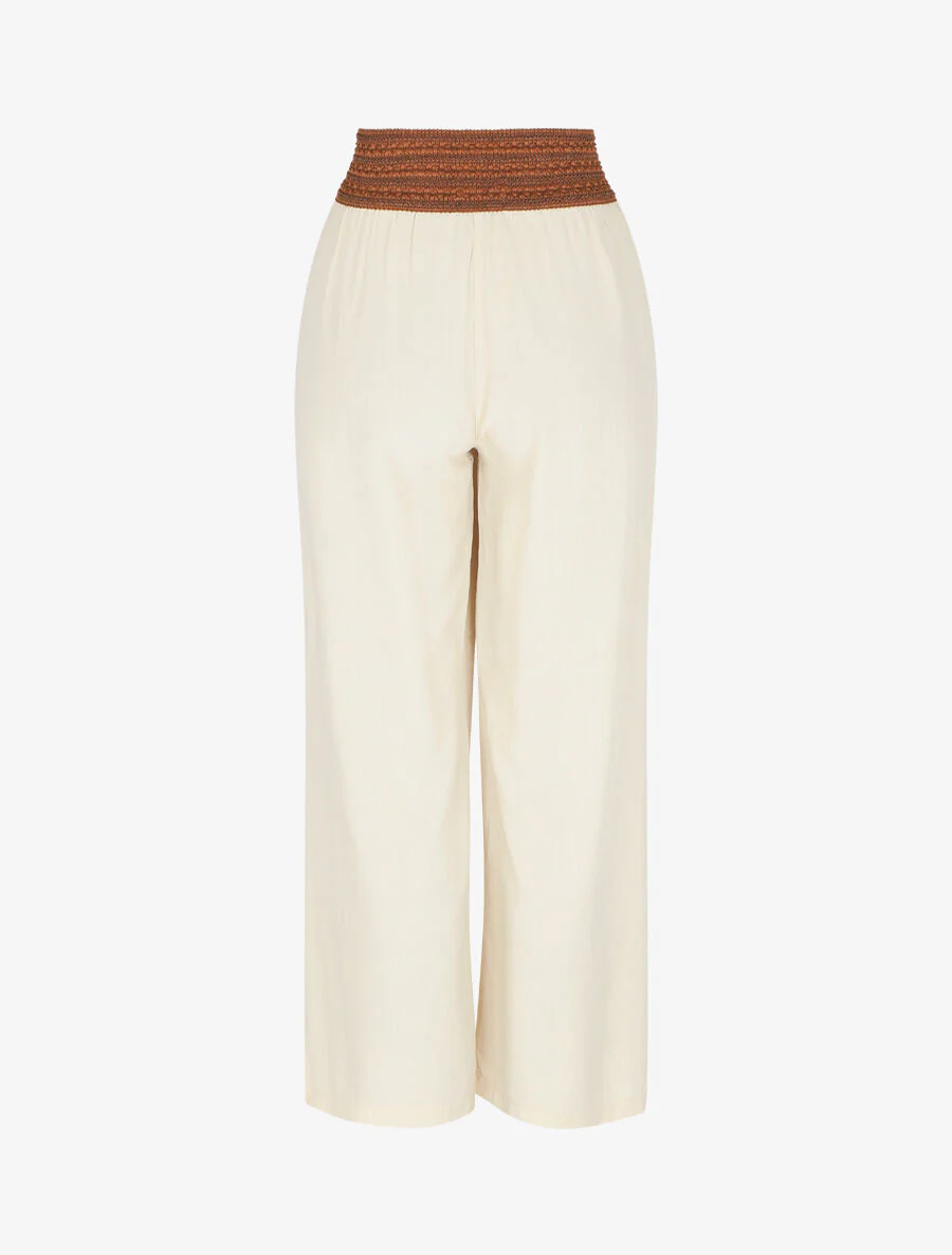Effen broek met hoge taille. korset model - Beige - Image 2