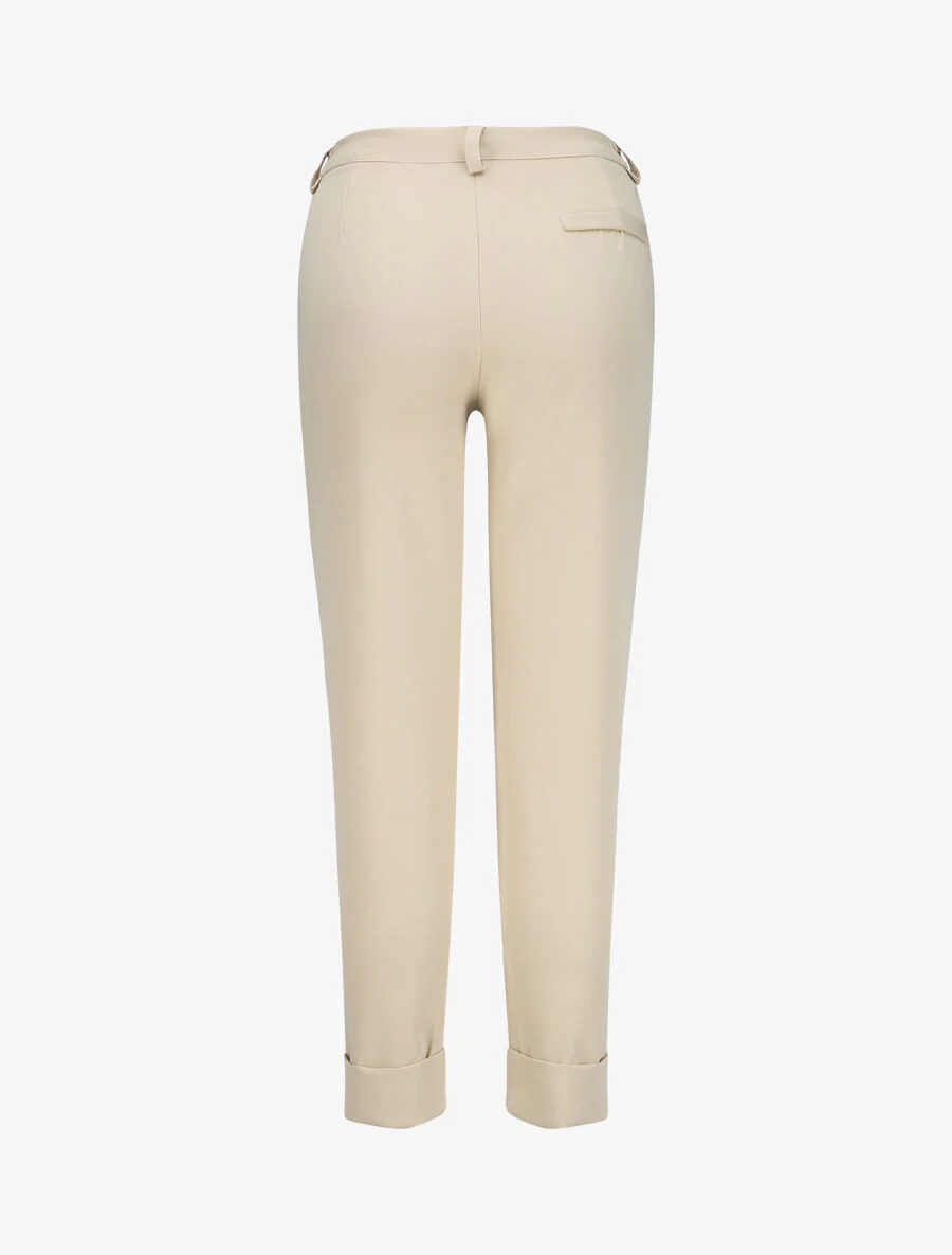 Effen broek met omgeslagen randen - Beige - Image 2