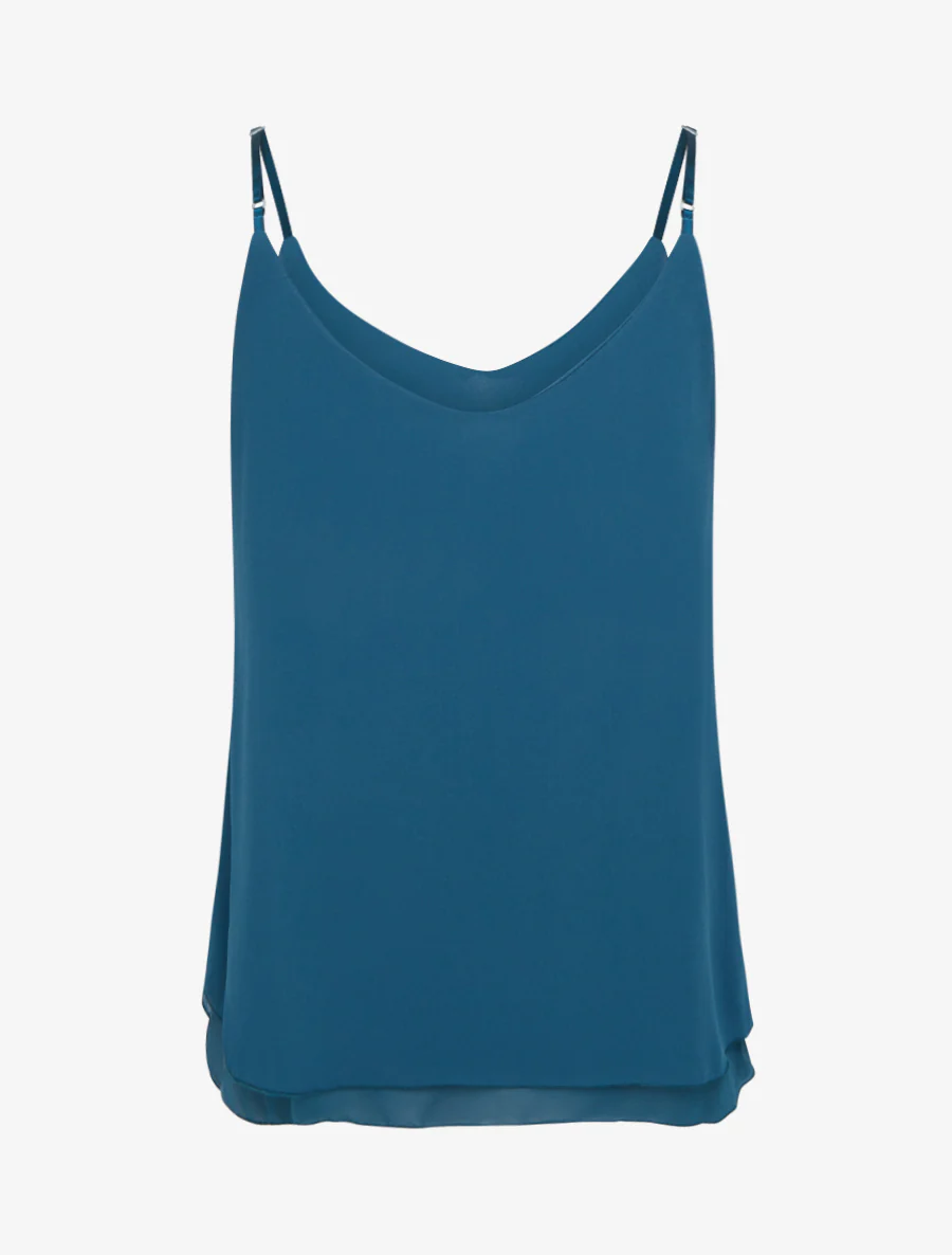 Effen caraco van dubbele voile - Eendenblauw - Image 2