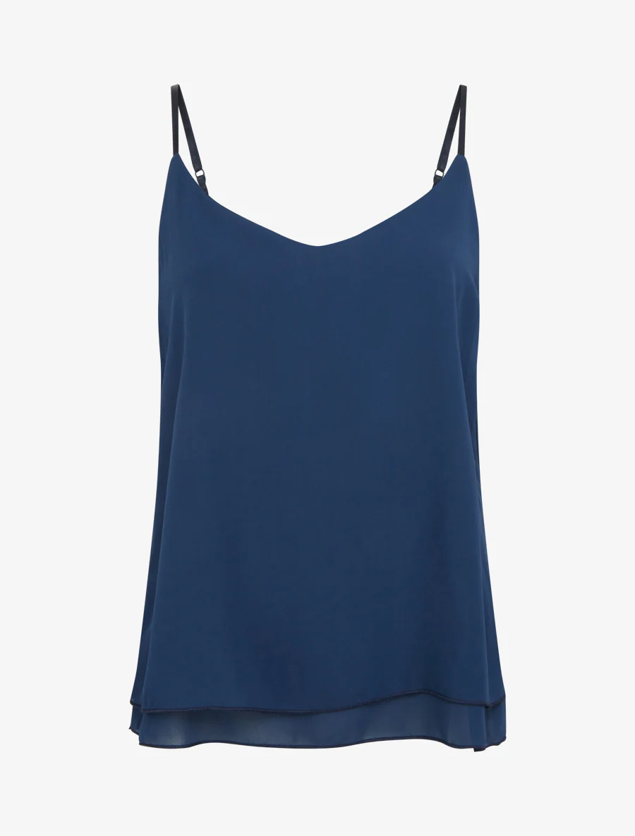 Effen caraco van dubbele voile - Marine