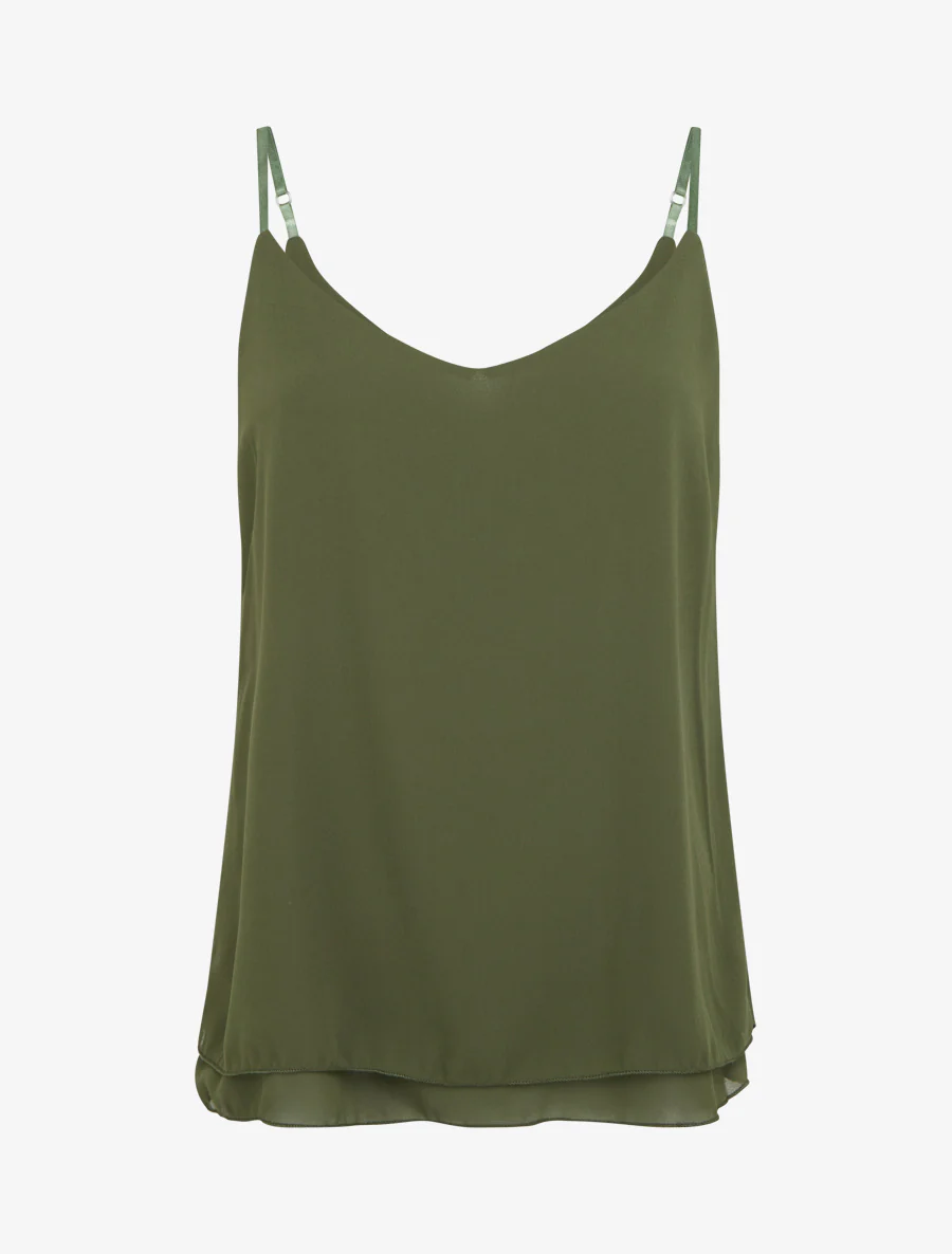 Effen caraco van dubbele voile - Kaki