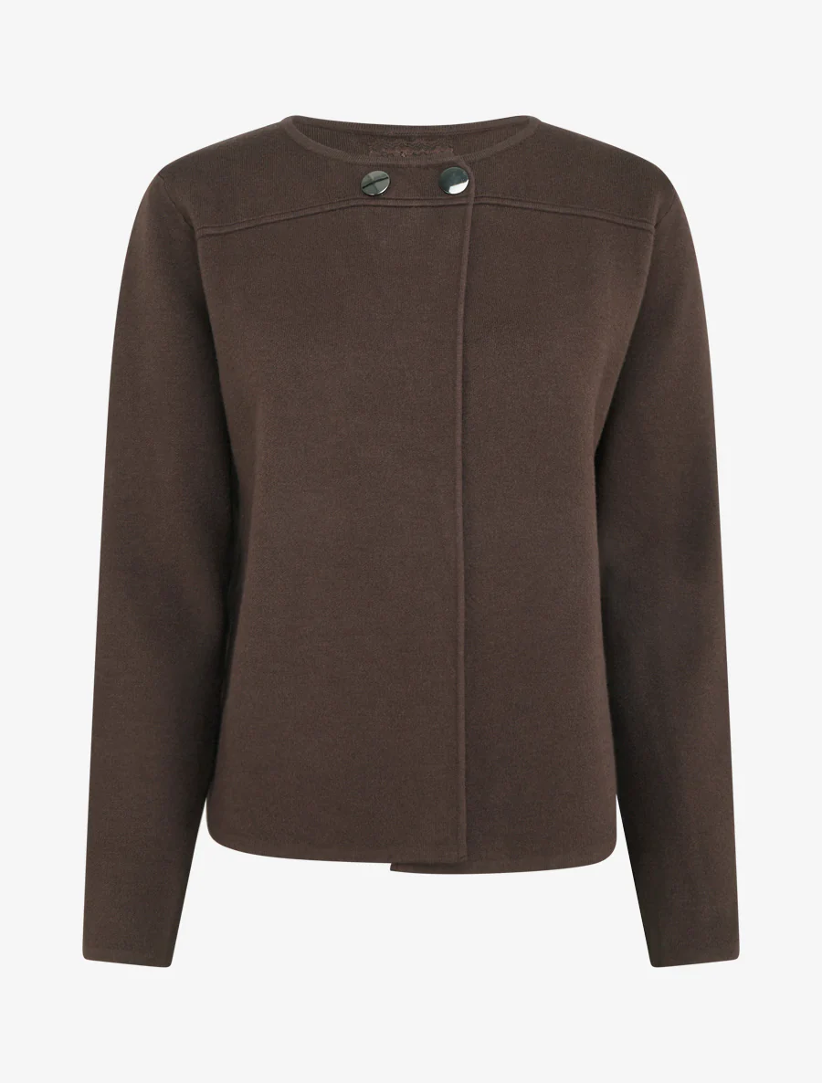 Effen cardigan met twee knopen - Bruin