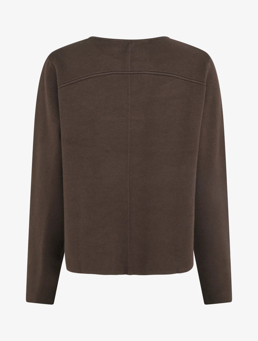 Effen cardigan met twee knopen - Bruin - Image 2