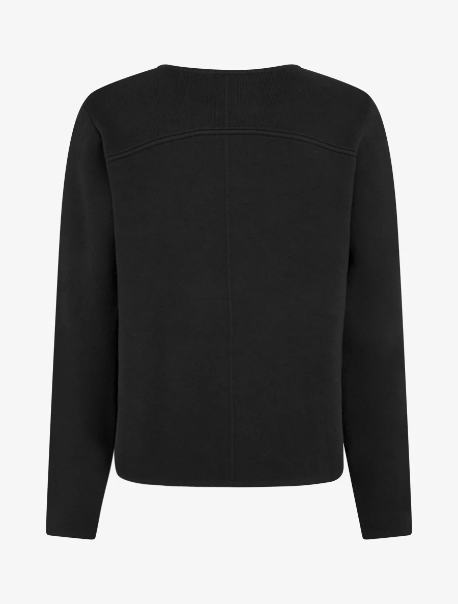 Effen cardigan met twee knopen - Zwart - Image 2