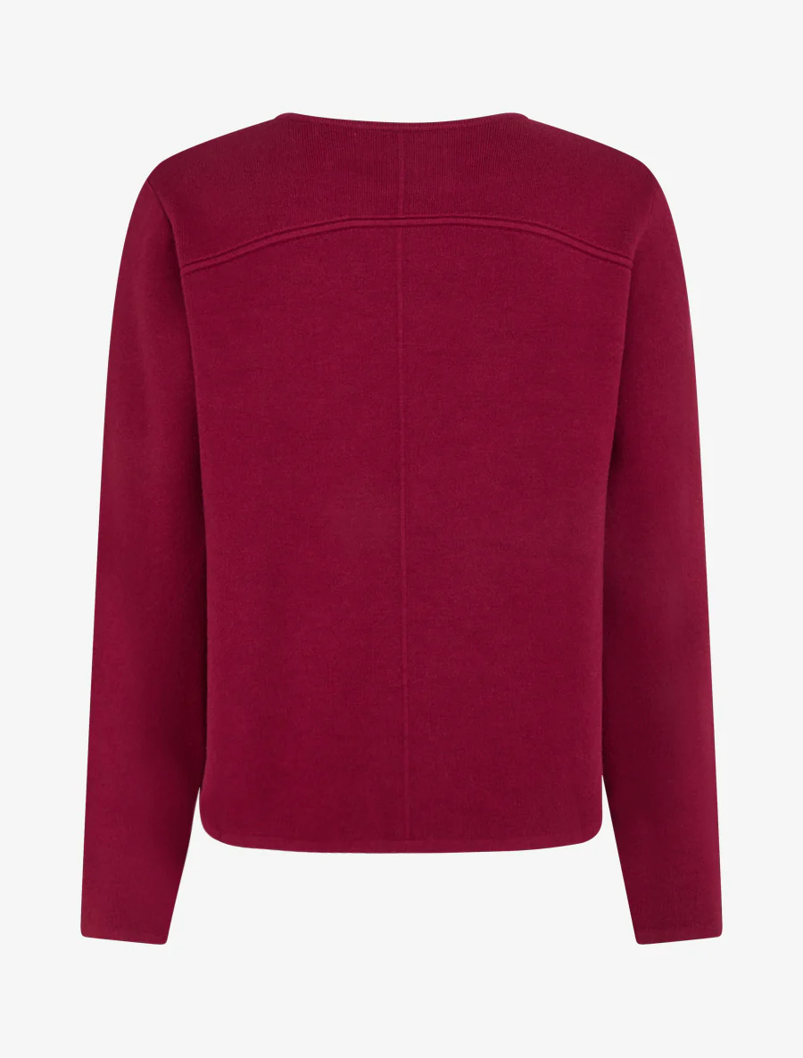 Effen cardigan met twee knopen - Wijnrood - Image 2