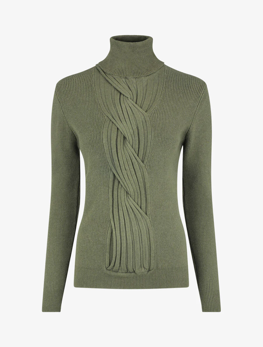 Effen coltrui met gedraaid patroon - Khaki