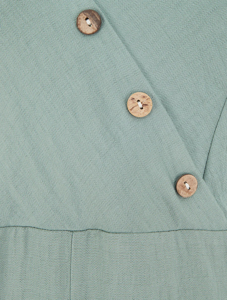 Effen combinatie met decoratieve knopen en bandjes - Watergroen - Image 3