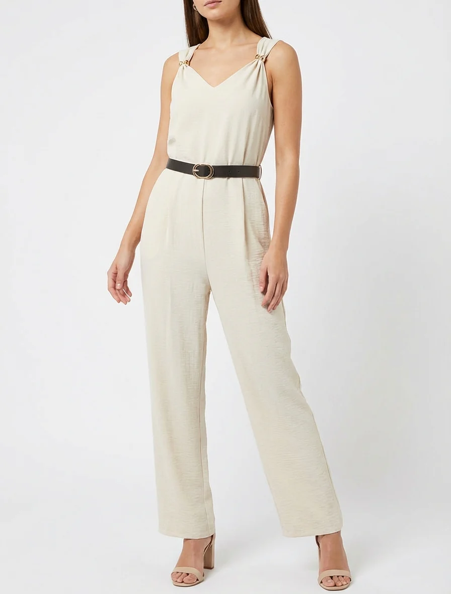 Effen combinatie met sierstuk inzet - Beige - Image 4