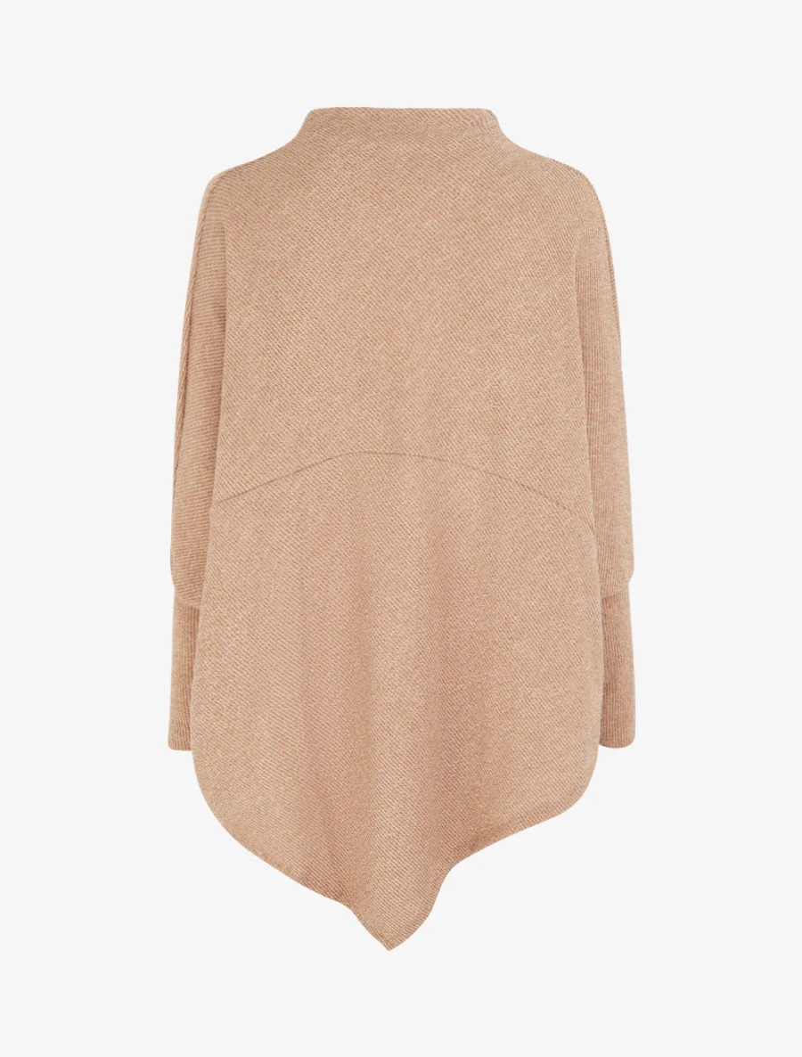 Effen dunne poncho met lange mouwen - Mol - Image 2