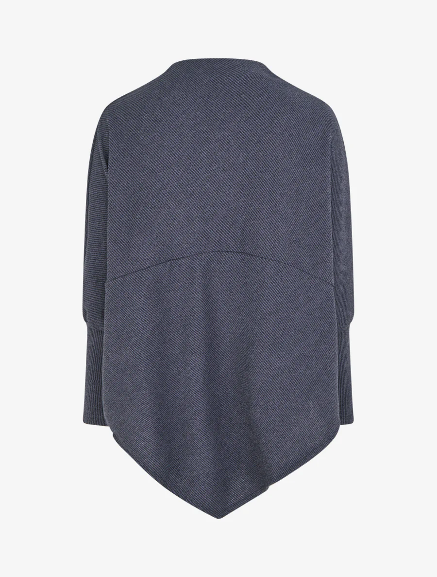 Effen dunne poncho met lange mouwen - Marine - Image 2