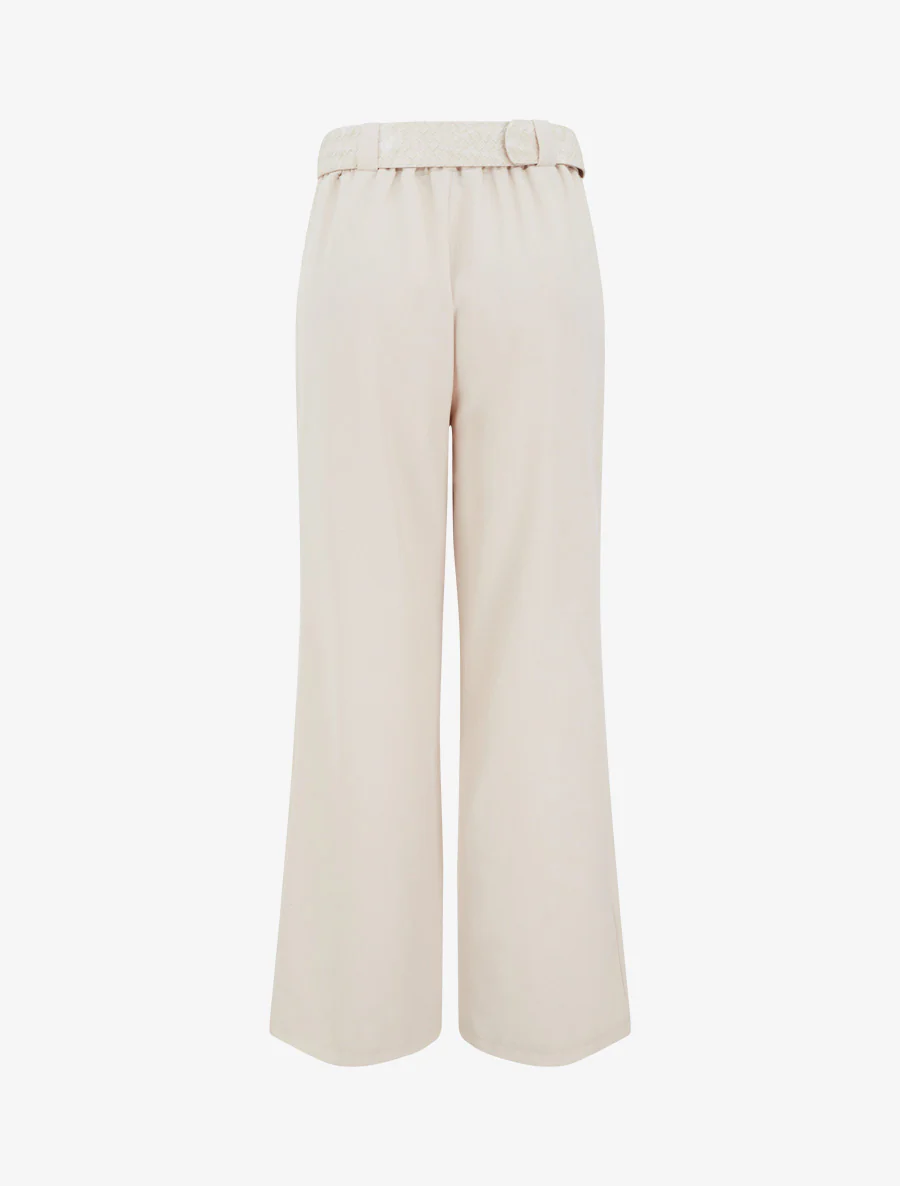 Effen elastische broek - Beige - Image 2