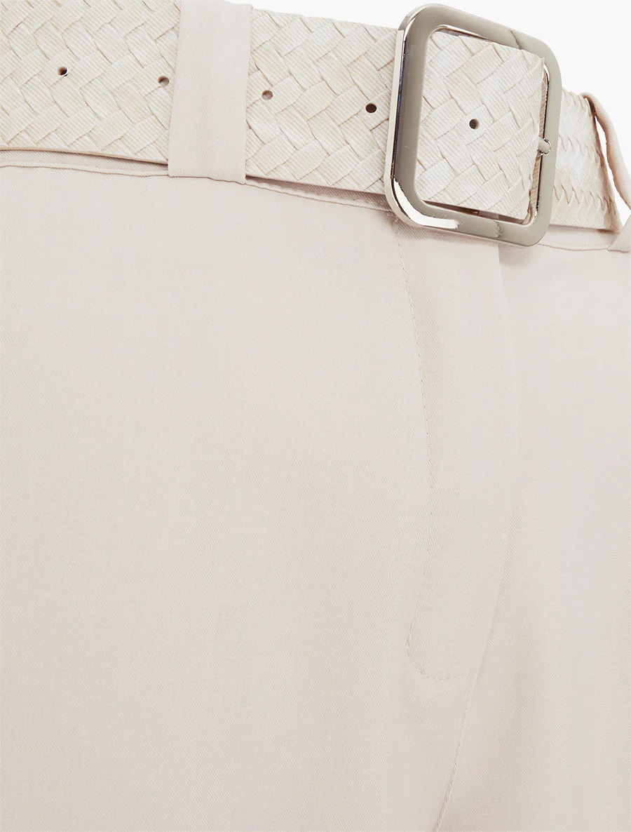 Effen elastische broek - Beige - Image 3