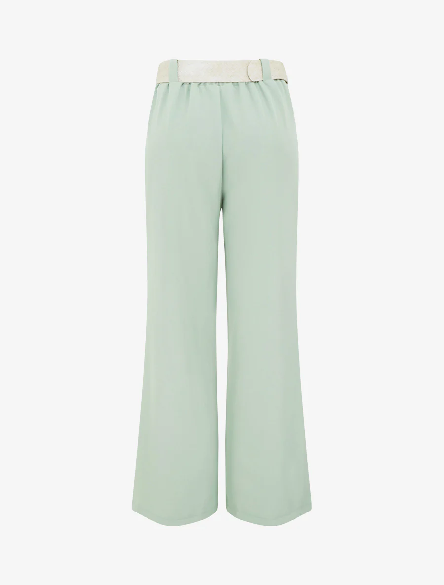 Effen elastische broek - Watergroen - Image 2