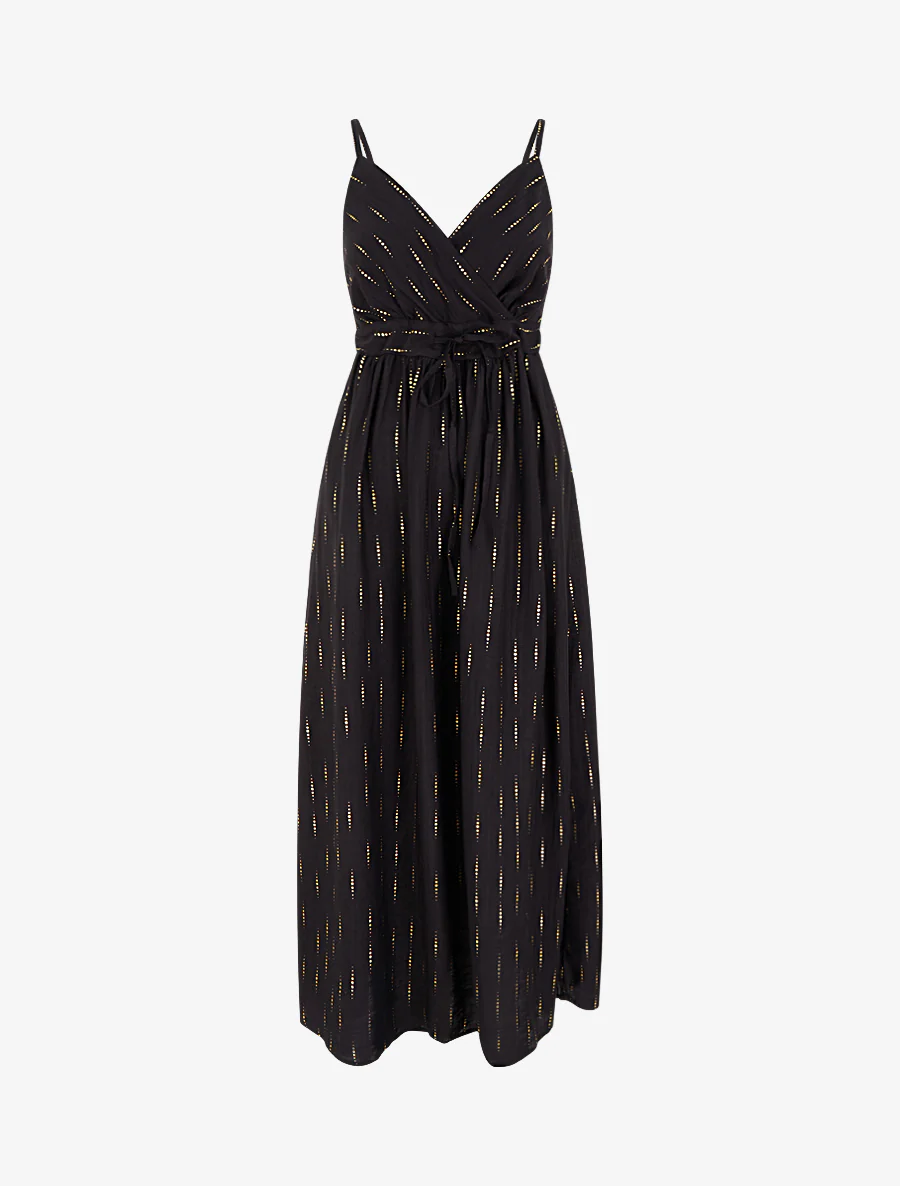 Effen elastische jurk met glinsterend detail - Zwart