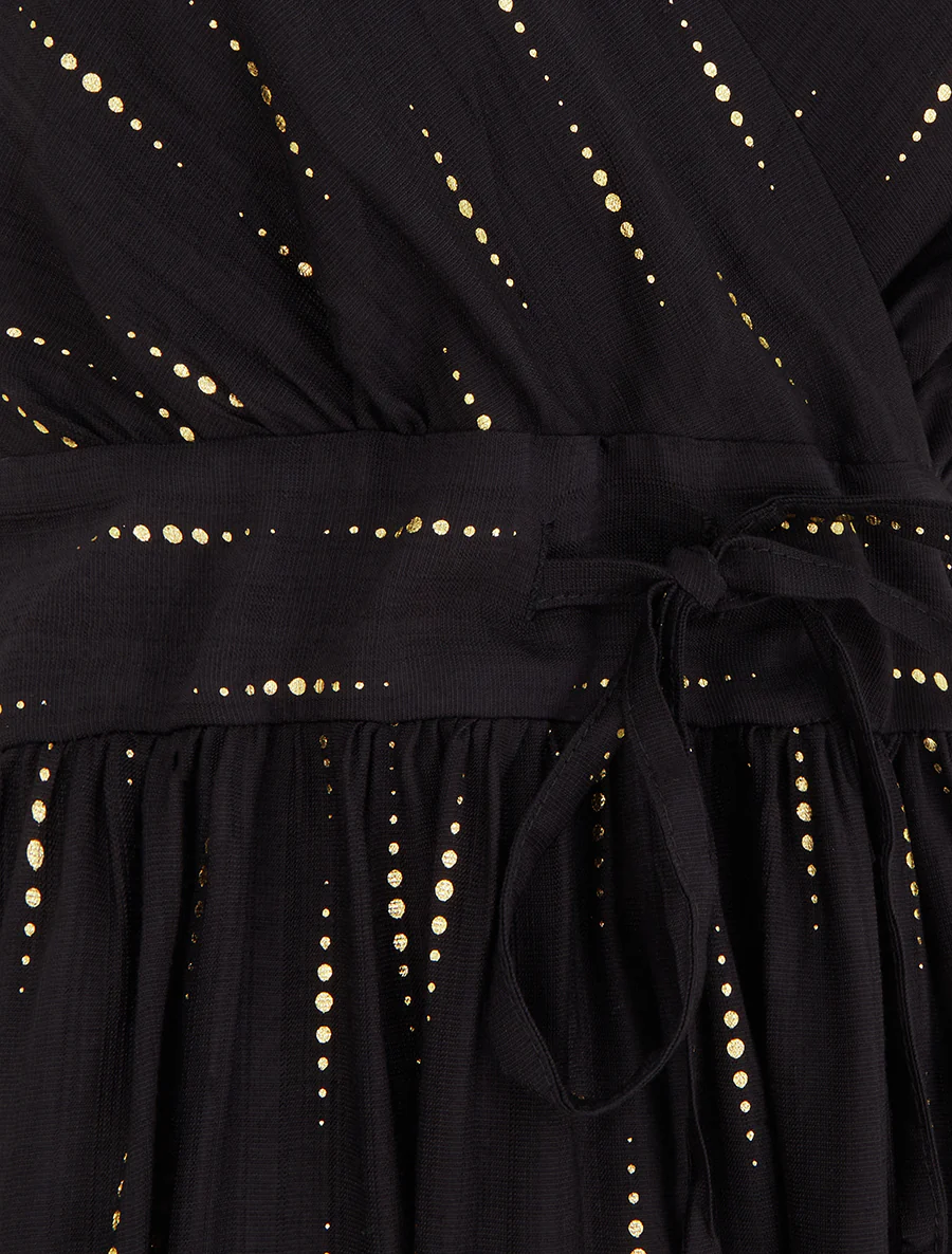 Effen elastische jurk met glinsterend detail - Zwart - Image 3