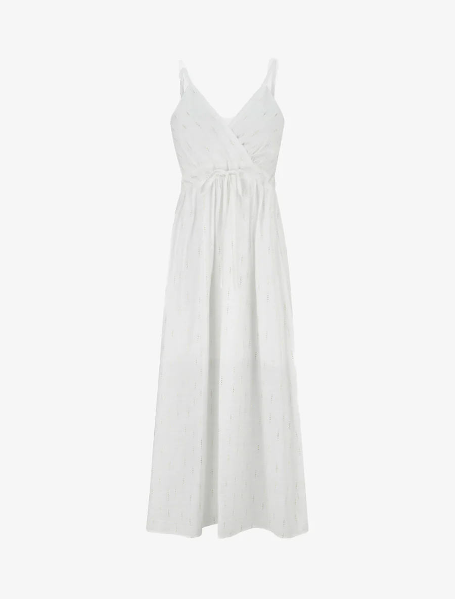 Effen elastische jurk met glinsterend detail - Wit