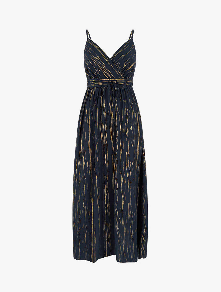 Effen elastische jurk met glinsterend detail - Nachtblauw