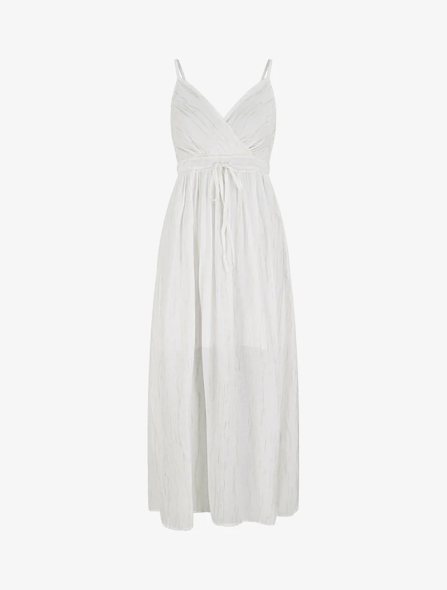 Effen elastische jurk met glinsterend detail - Wit