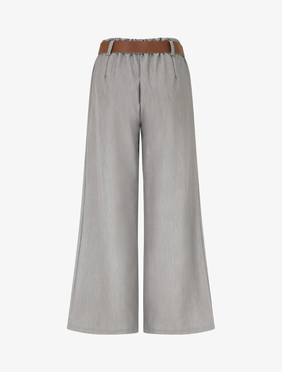 Effen en elastische lange broek - Grijs - Image 2