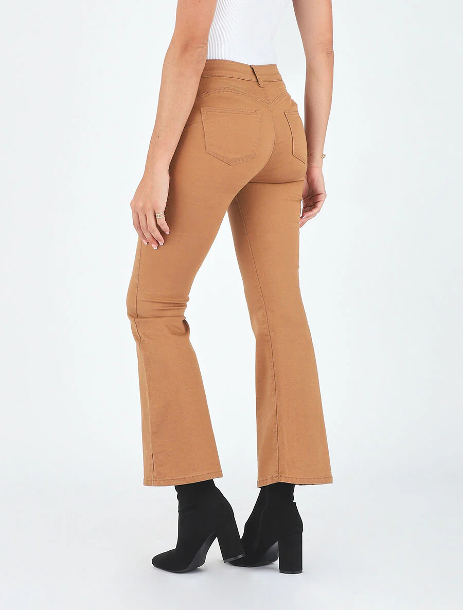 Effen flare jeans met standaard taille - Kameel - Image 5