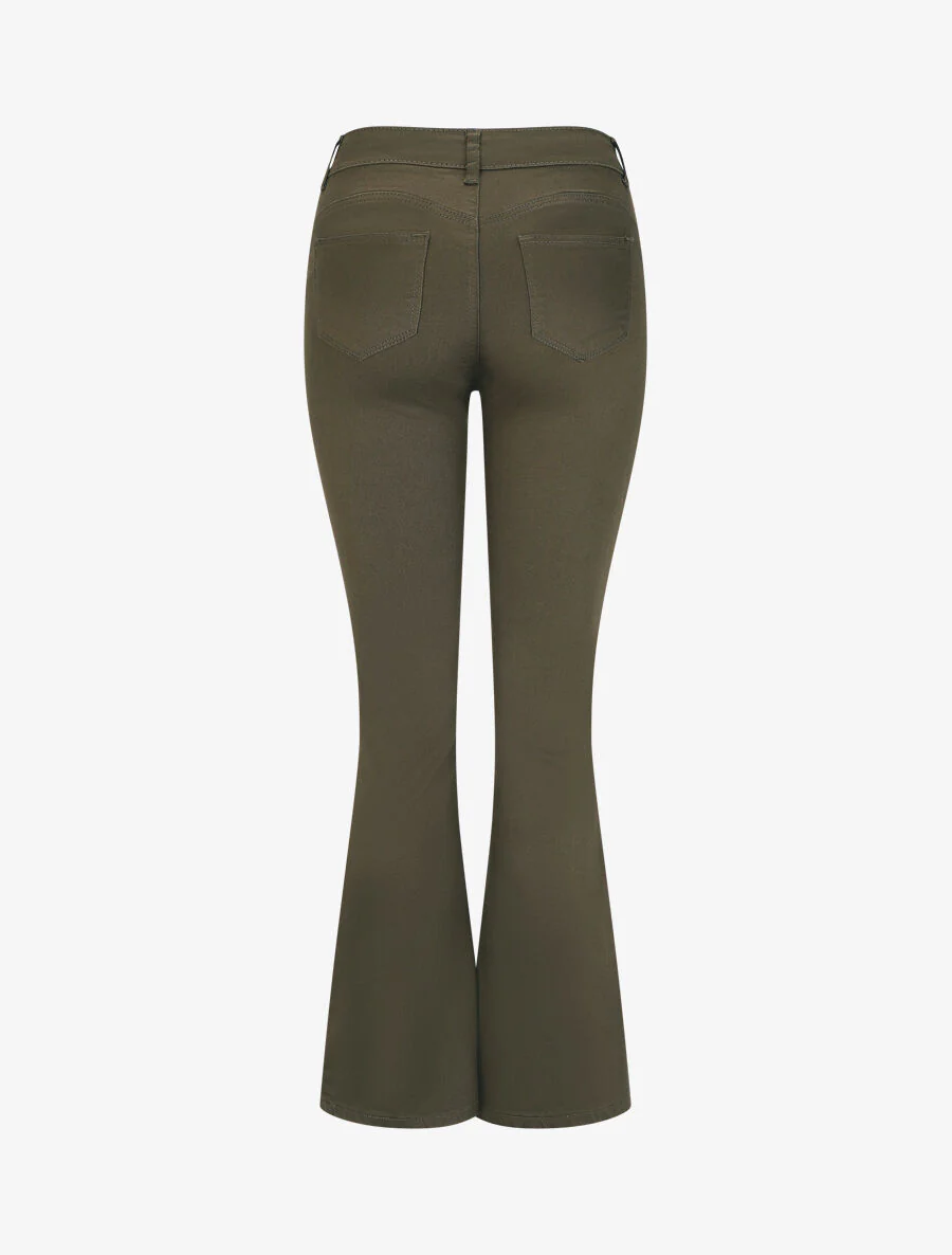 Effen flare jeans met standaard taille - Kakigroen - Image 2