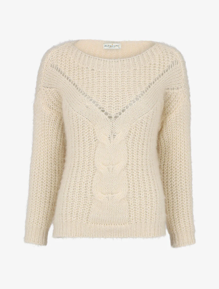 Effen. fluffy trui - beige