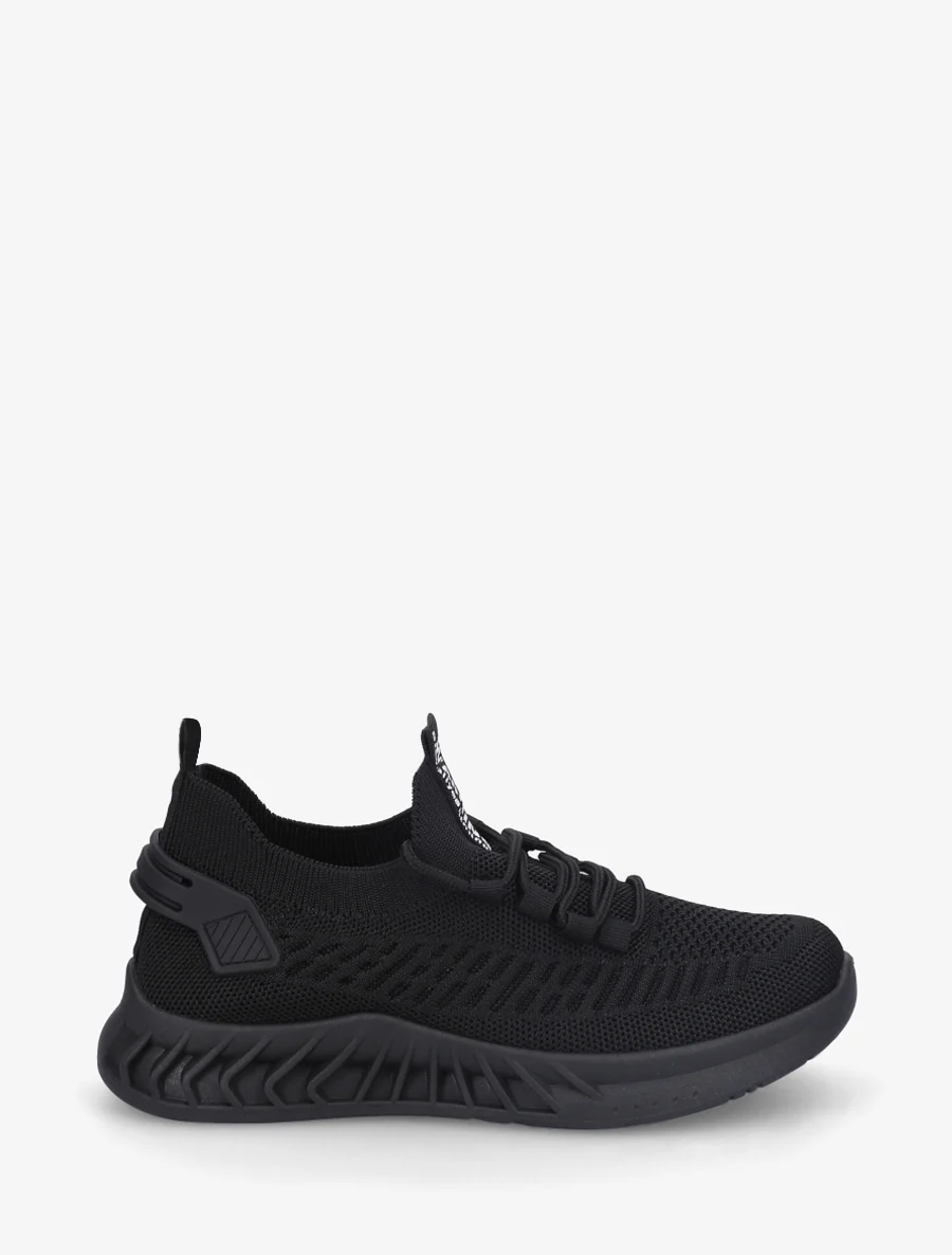 Effen gebreide sneakers met gestileerde zool - Zwart