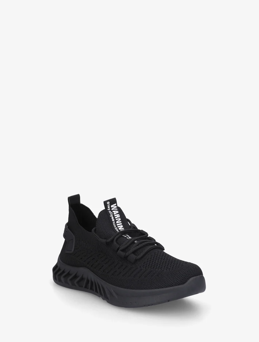 Effen gebreide sneakers met gestileerde zool - Zwart - Image 2