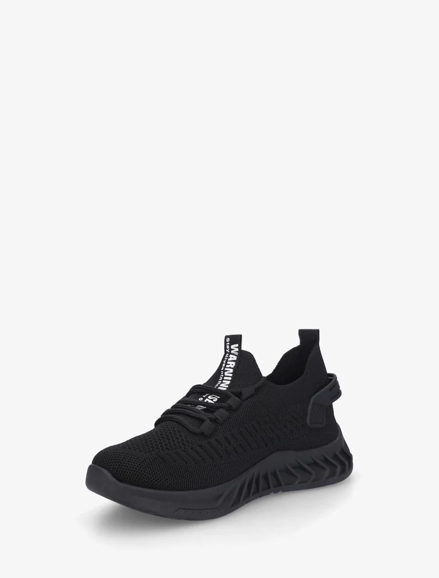 Effen gebreide sneakers met gestileerde zool - Zwart - Image 3