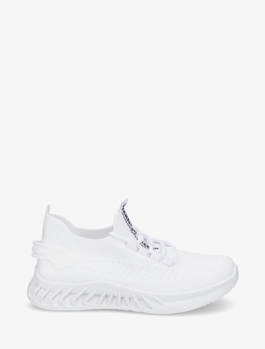 Effen gebreide sneakers met gestileerde zool - Wit