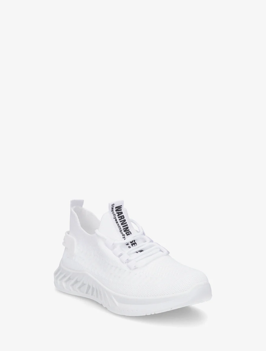 Effen gebreide sneakers met gestileerde zool - Wit - Image 2