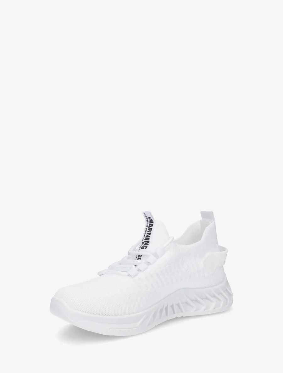 Effen gebreide sneakers met gestileerde zool - Wit - Image 3
