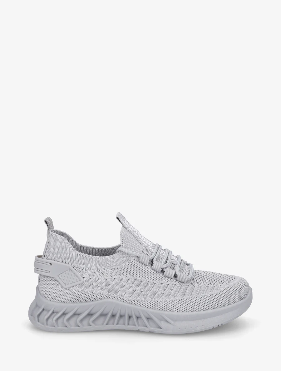 Effen gebreide sneakers met gestileerde zool - Grijs