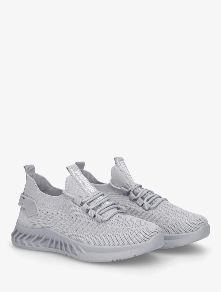 Effen gebreide sneakers met gestileerde zool - Grijs - Image 4