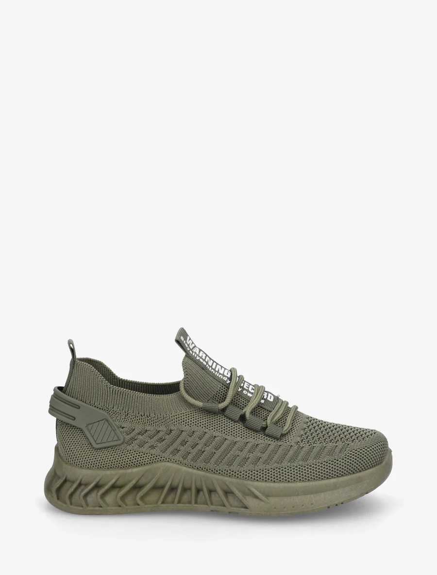 Effen gebreide sneakers met gestileerde zool - Kaki