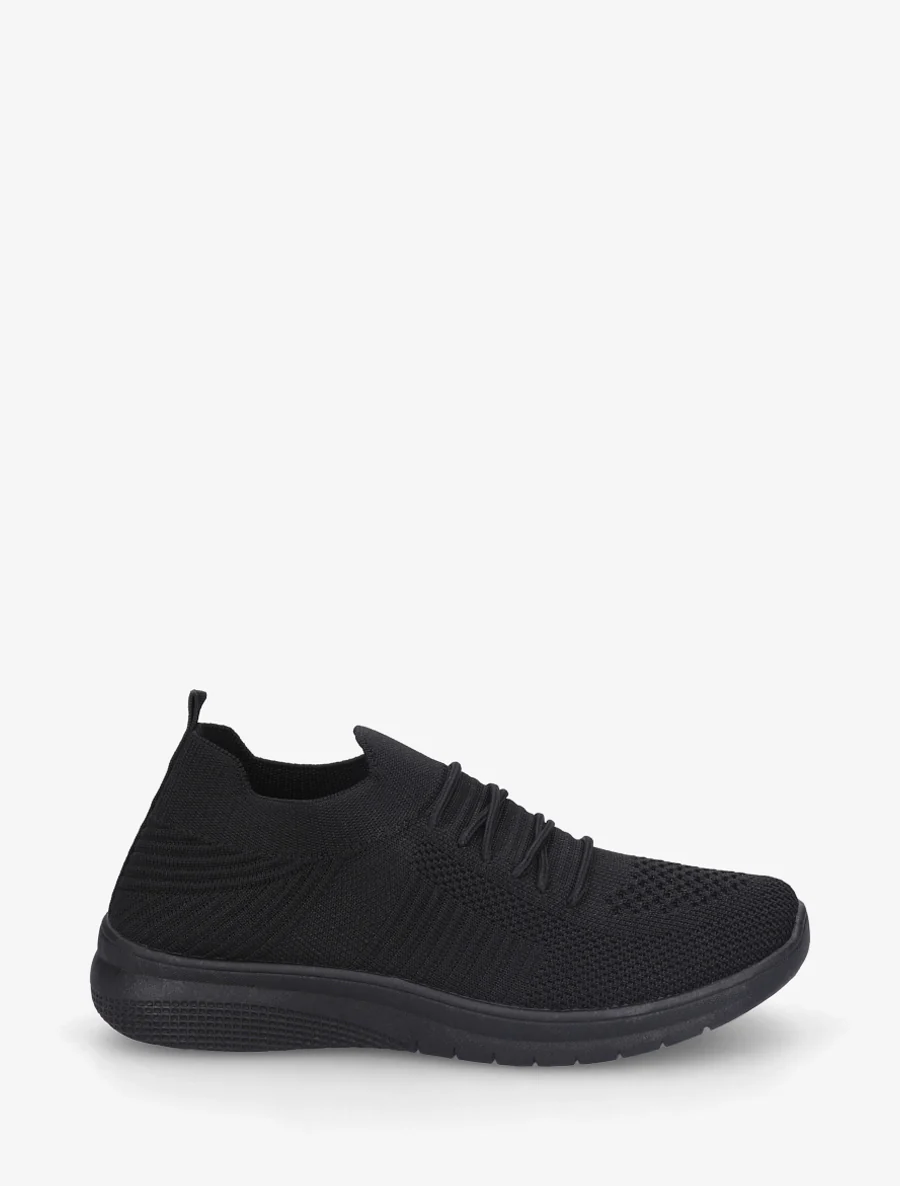 Effen gebreide sneakers - Zwart