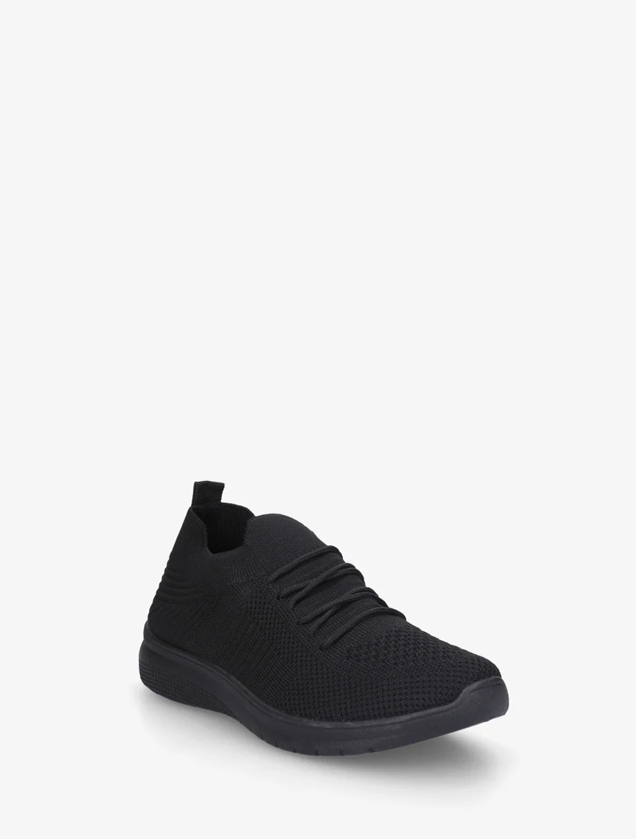 Effen gebreide sneakers - Zwart - Image 2