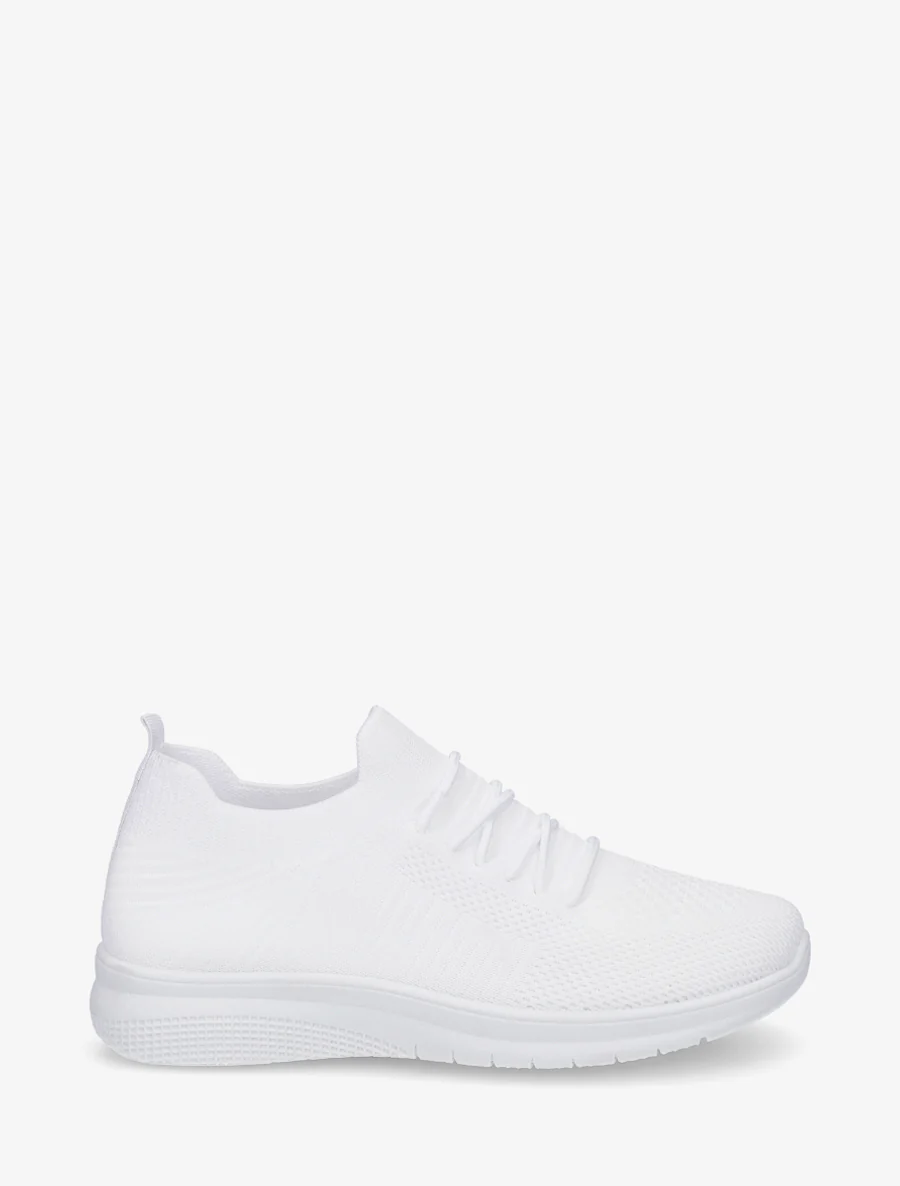 Effen gebreide sneakers - Wit