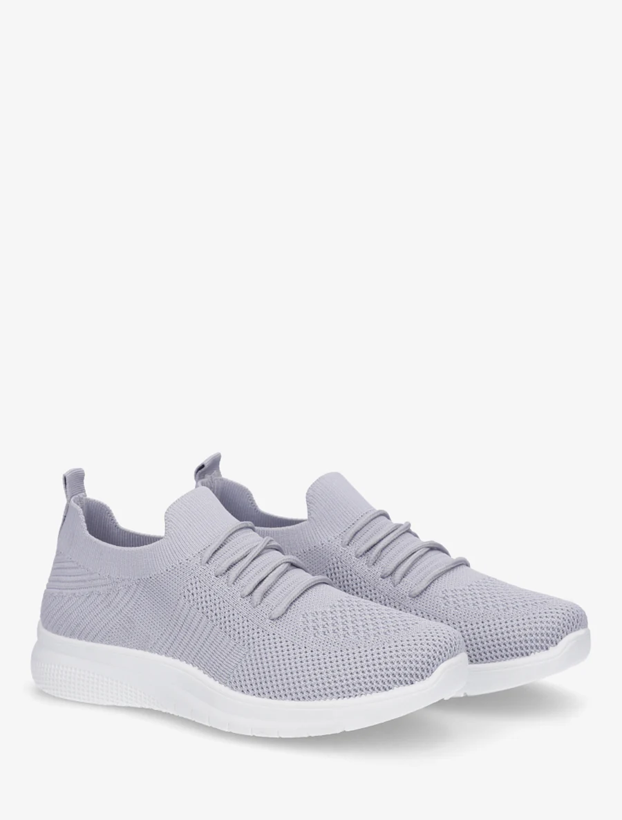 Effen gebreide sneakers - Grijs - Image 4