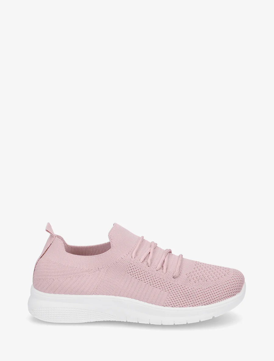 Effen gebreide sneakers - Roos
