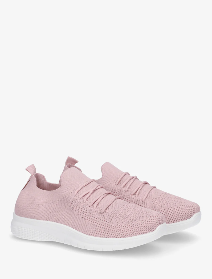 Effen gebreide sneakers - Roos - Image 4