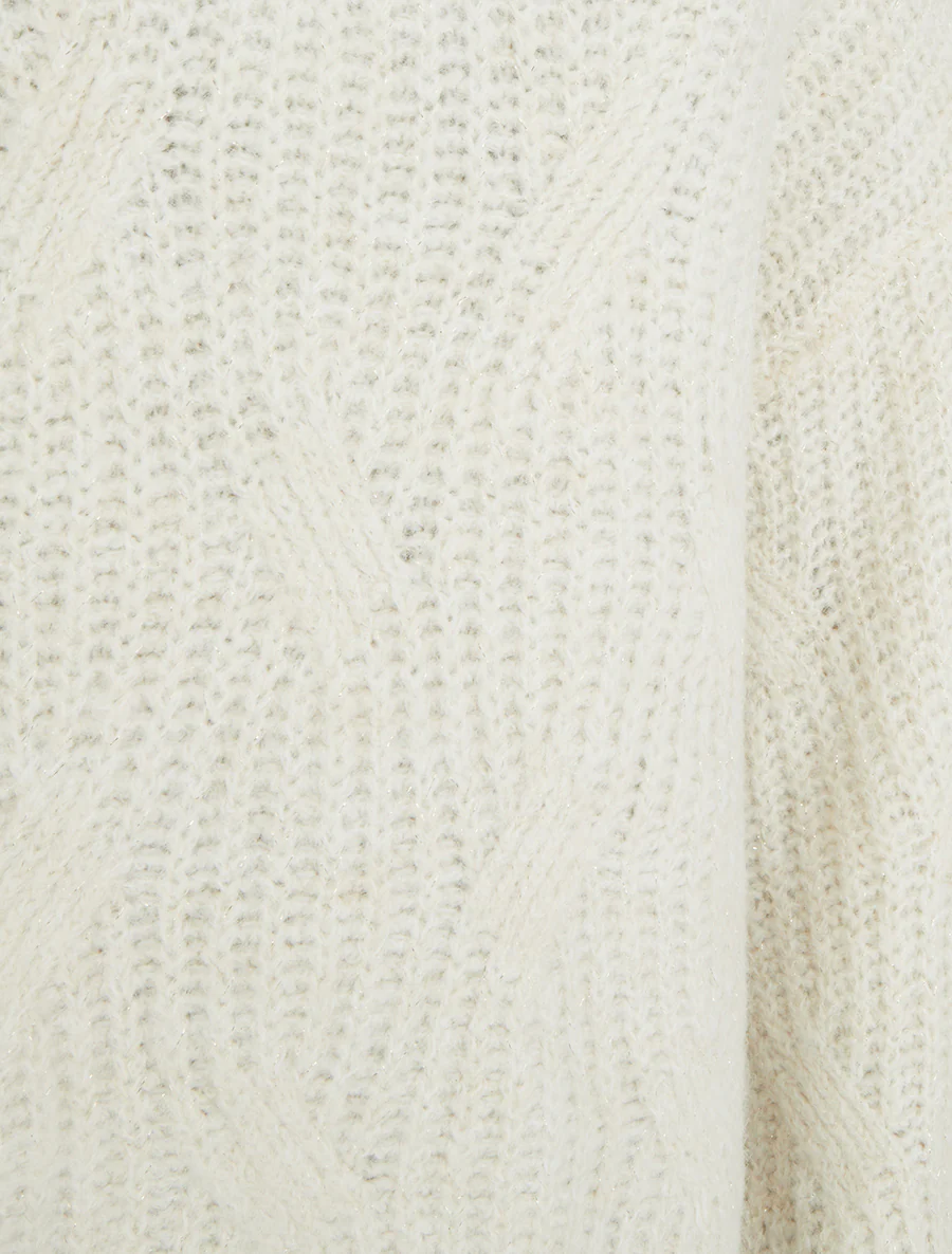 Effen gebreide trui met glinsterend detail - Ecru - Image 3
