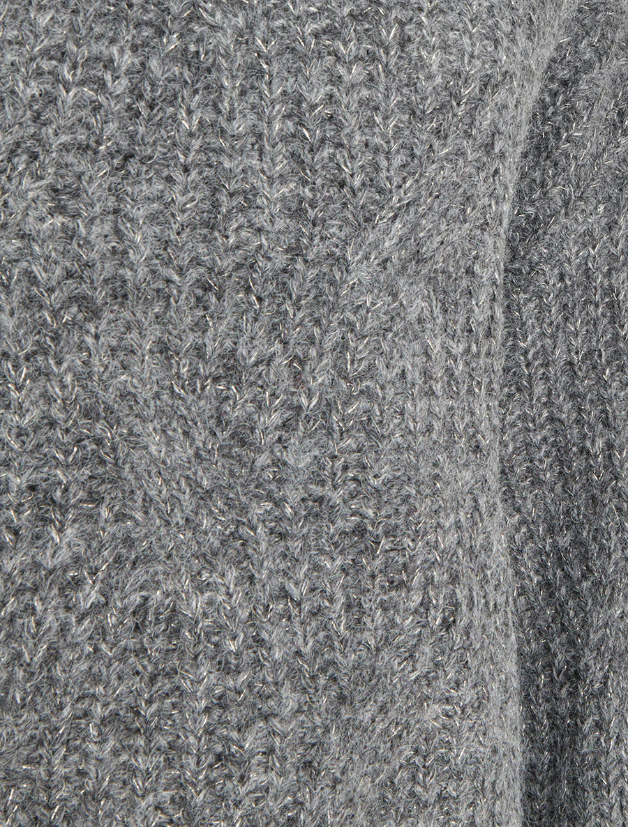 Effen gebreide trui met glinsterend detail - Grijs - Image 3