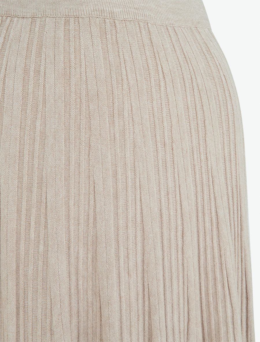 Effen geplooide lange rok - Beige - Image 3