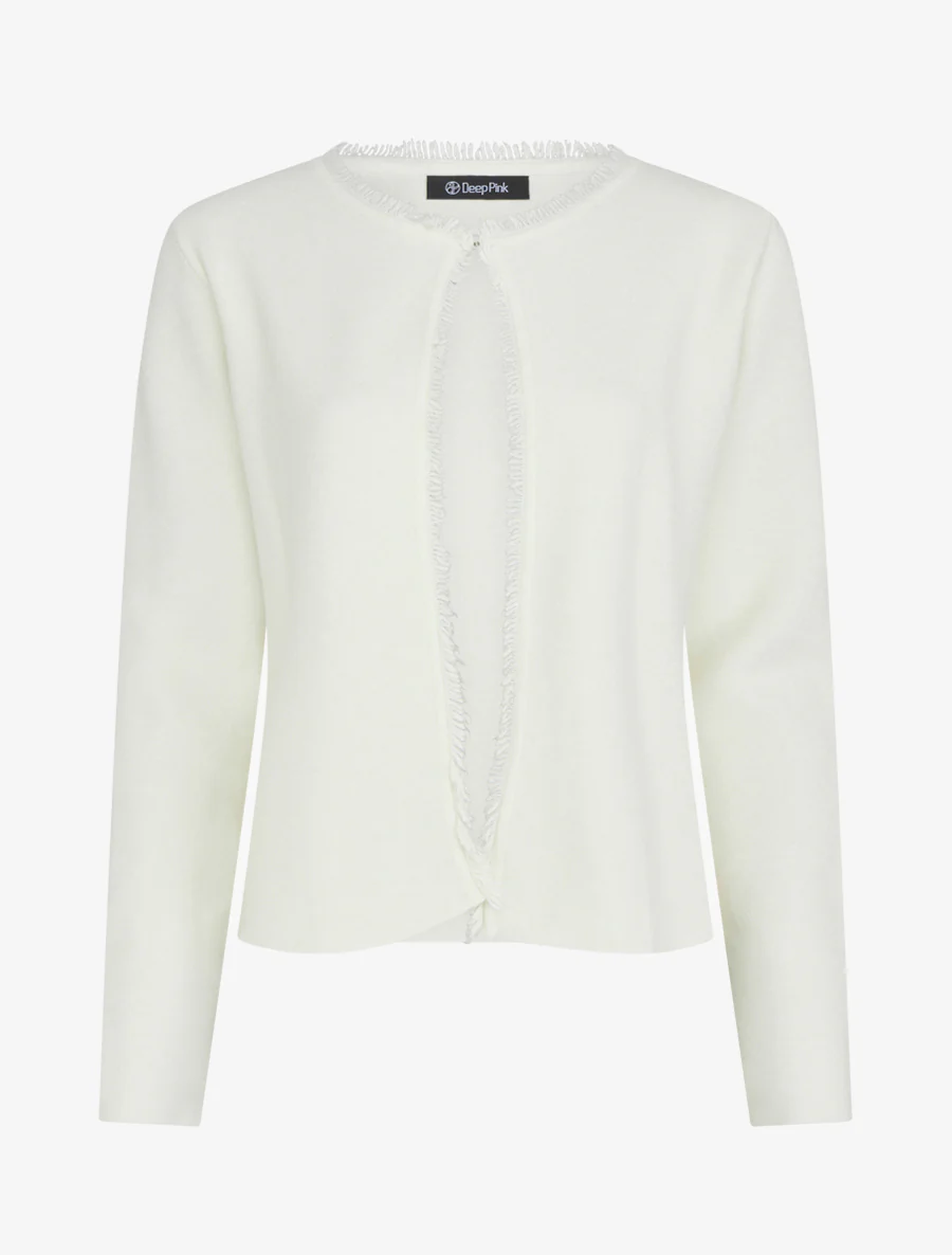 Effen gilet met rafelig detail - Crème