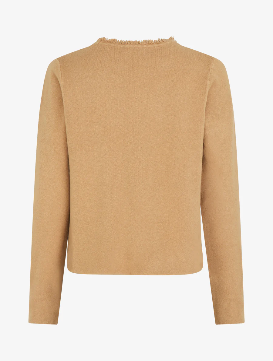 Effen gilet met rafelig detail - Kameel - Image 2
