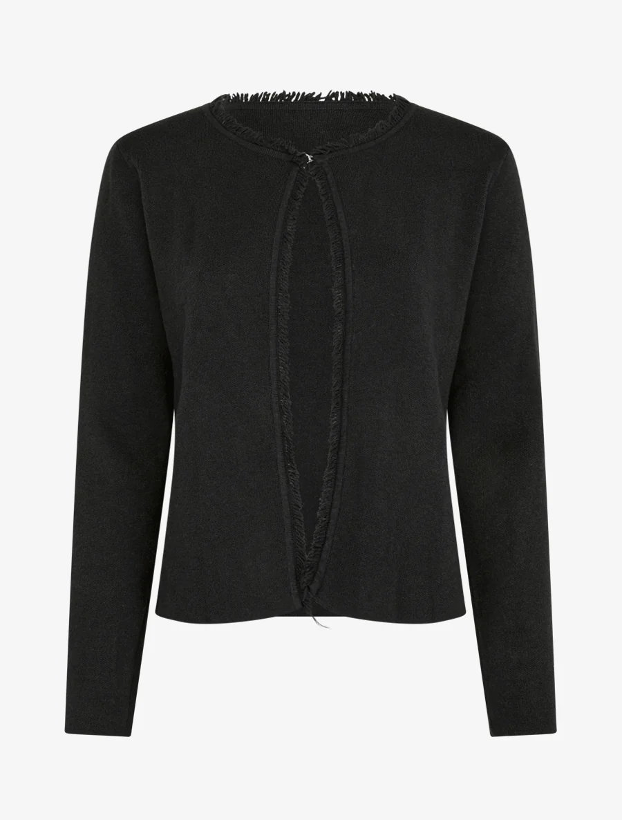 Effen gilet met rafelig detail - Zwart