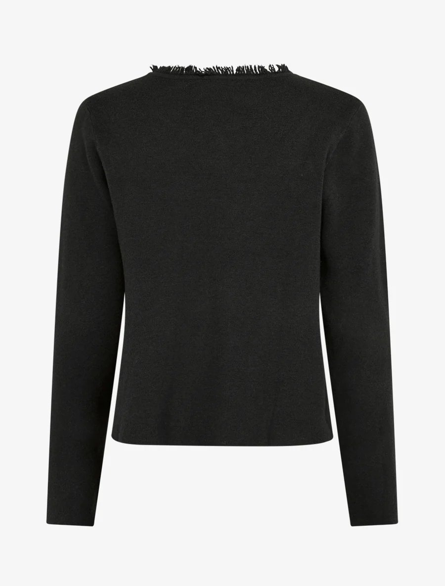 Effen gilet met rafelig detail - Zwart - Image 2