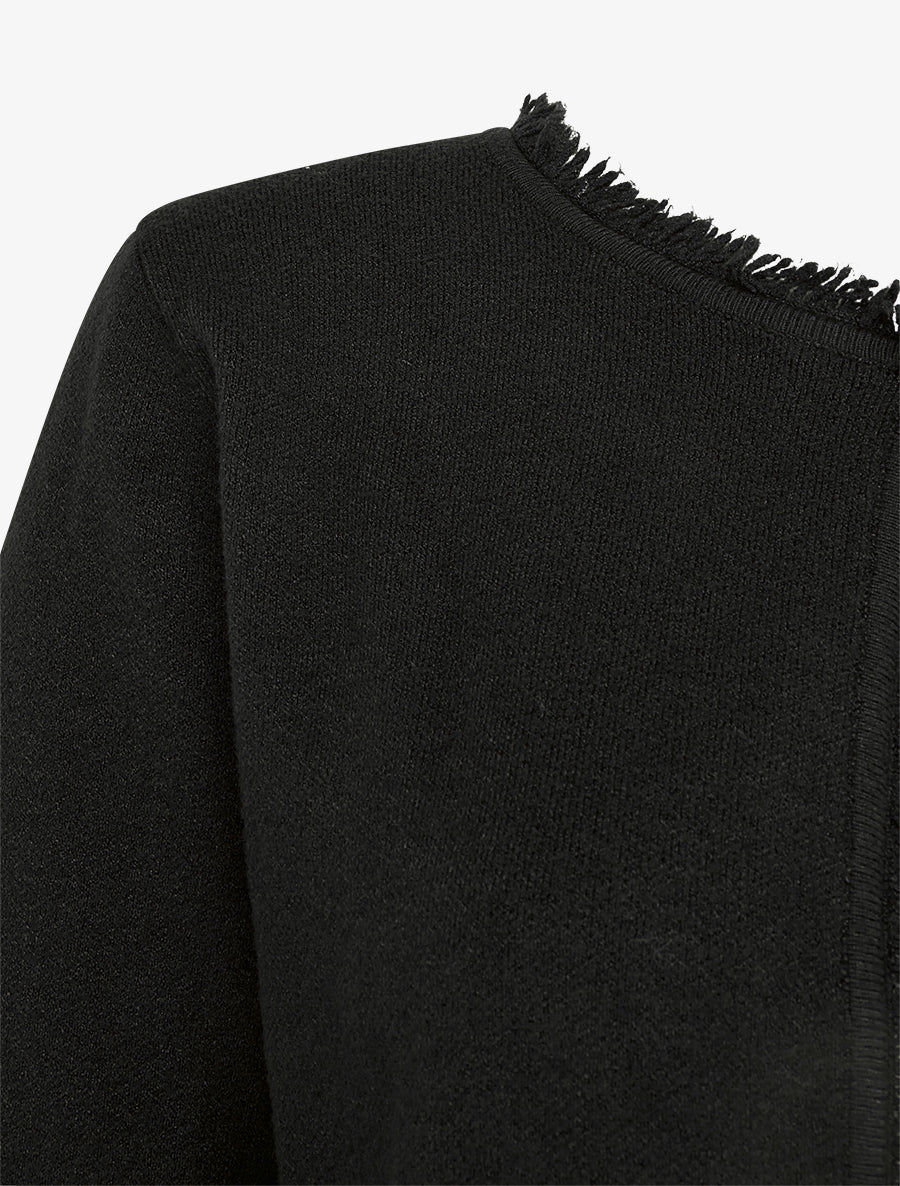 Effen gilet met rafelig detail - Zwart - Image 3